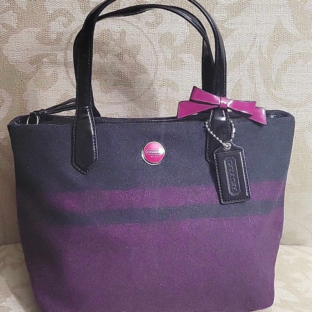 COACH WOOL STRIPED  TOTE BAG NWT Y2K